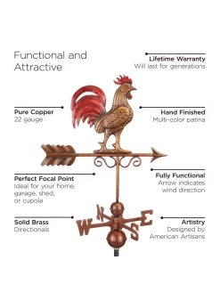 Bantam Rooster Copper Weathervane -Garden Supplies Store 8600280 05v