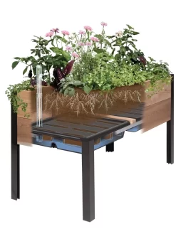 Self-Watering Eco-Stained Elevated Planter Box, 2' X 8' -Garden Supplies Store 8609009 SW insert art 2021 tif