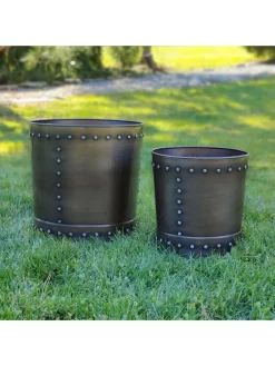 Riveted Planters, Set Of 2 -Garden Supplies Store 8610081 01v