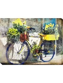 Blue And Yellow Bike Outdoor Wall Art,