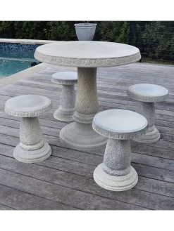 Patio Set, Round Table & 4 Stools -Garden Supplies Store 8610576 03v