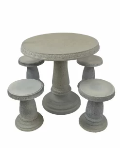 Patio Set, Round Table & 4 Stools -Garden Supplies Store 8610576 05v