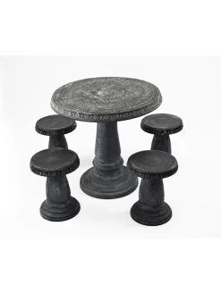 Patio Set, Round Table & 4 Stools -Garden Supplies Store 8610576 15v