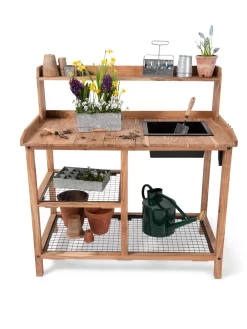 Dynamic Acacia Potting Bench With Soil Reservoir -Garden Supplies Store 8611009 005