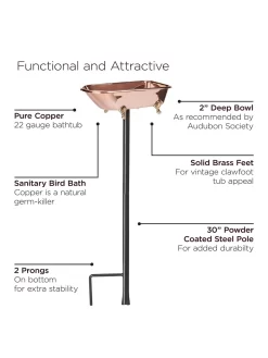 Copper Bathtub Birdbath -Garden Supplies Store 8612202 06v