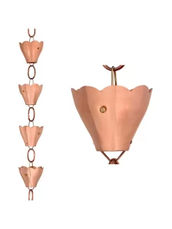 Tulip Pure Copper Rain Chain, 8.5' -Garden Supplies Store 8612740 03v