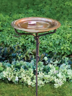 Copper And Twigs Birdbath