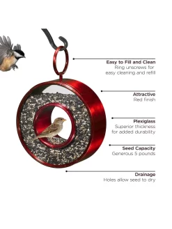 Circle Fly-Thru™ Bird Feeder With A Ruby Red Finish -Garden Supplies Store 8613383 03v